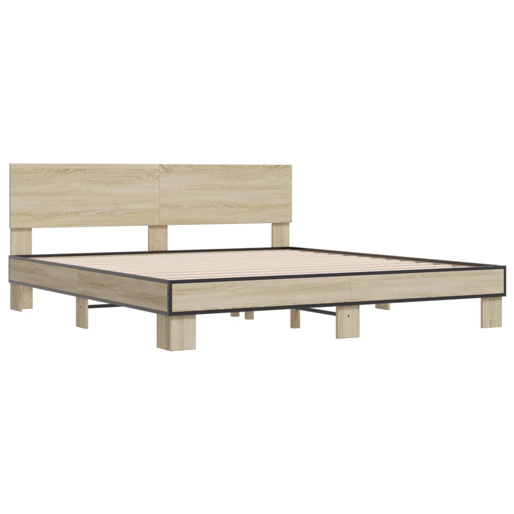 Bed Frame | Sonoma Oak | Engineered wood, Metal | Double | Modern | Bed
