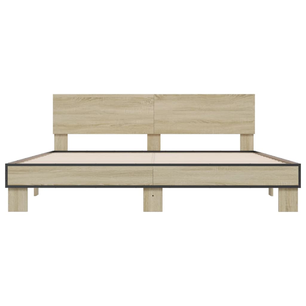Bed Frame | Sonoma Oak | Engineered wood, Metal | Double | Modern | Bed