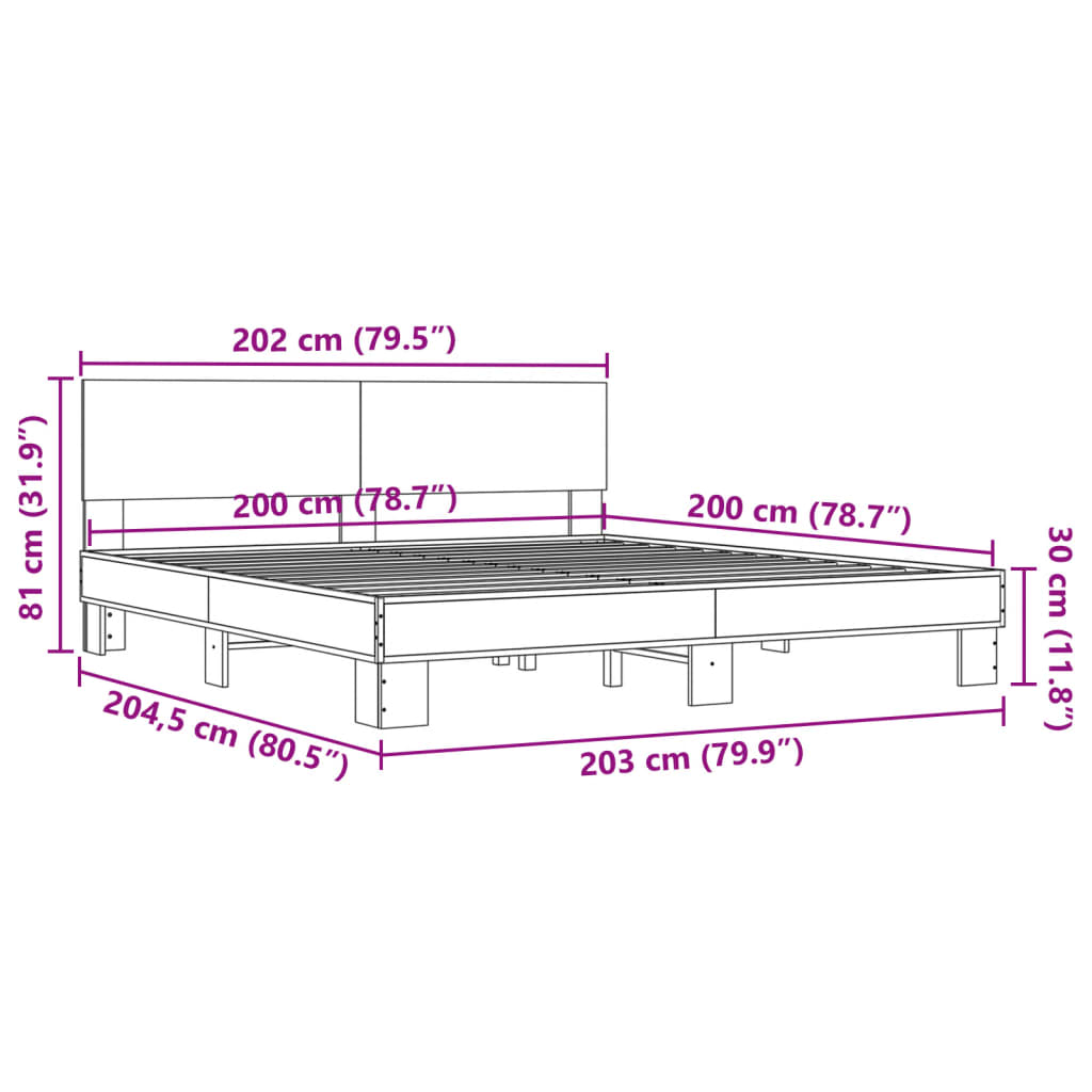 Bed Frame | Sonoma Oak | Engineered wood, Metal | Double | Modern | Bed