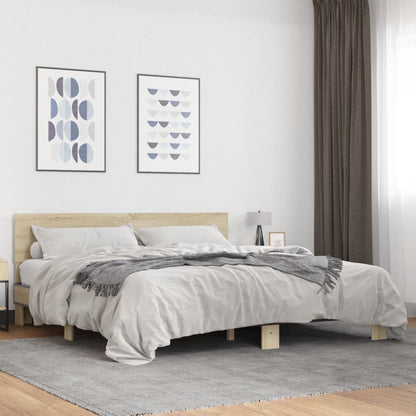 Bed Frame | Sonoma Oak | Engineered wood, Metal | Double | Modern | Bed