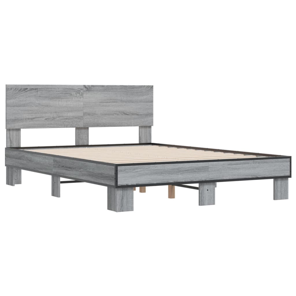 Bed Frame | Grey Sonoma | Engineered wood, Metal | Double |  Durable