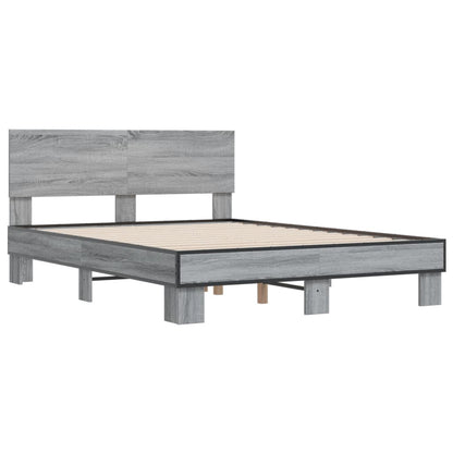 Bed Frame | Grey Sonoma | Engineered wood, Metal | Double |  Durable