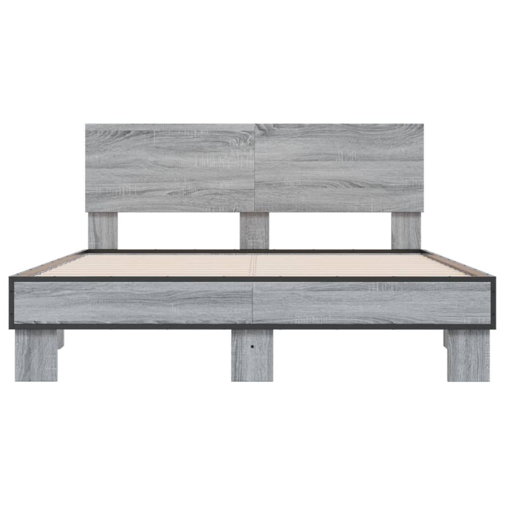 Bed Frame | Grey Sonoma | Engineered wood, Metal | Double |  Durable