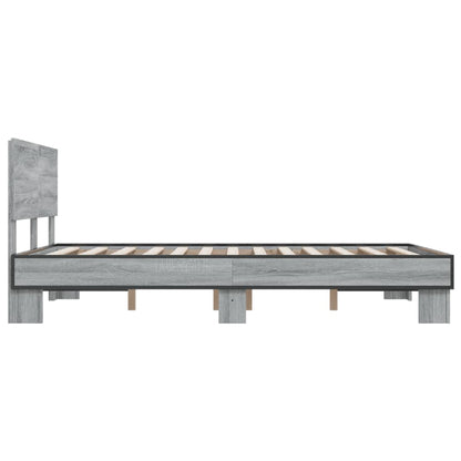 Bed Frame | Grey Sonoma | Engineered wood, Metal | Double |  Durable
