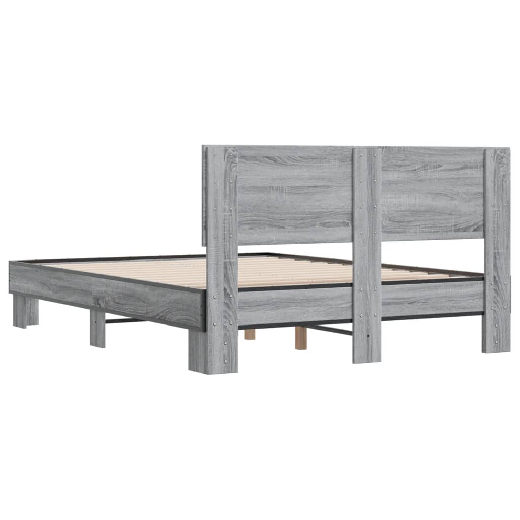 Bed Frame | Grey Sonoma | Engineered wood, Metal | Double |  Durable