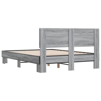 Bed Frame | Grey Sonoma | Engineered wood, Metal | Double |  Durable