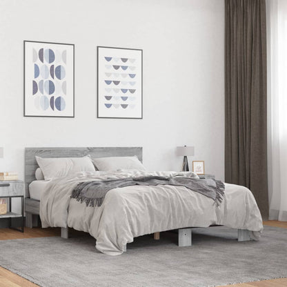 Bed Frame | Grey Sonoma | Engineered wood, Metal | Double |  Durable