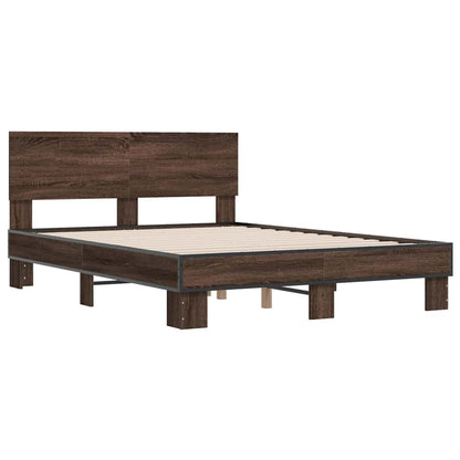 Bed Frame | Brown Oak | Engineered wood, metal, plywood | Double