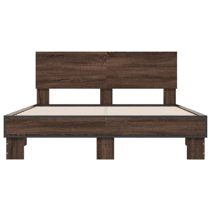 Bed Frame | Brown Oak | Engineered wood, metal, plywood | Double