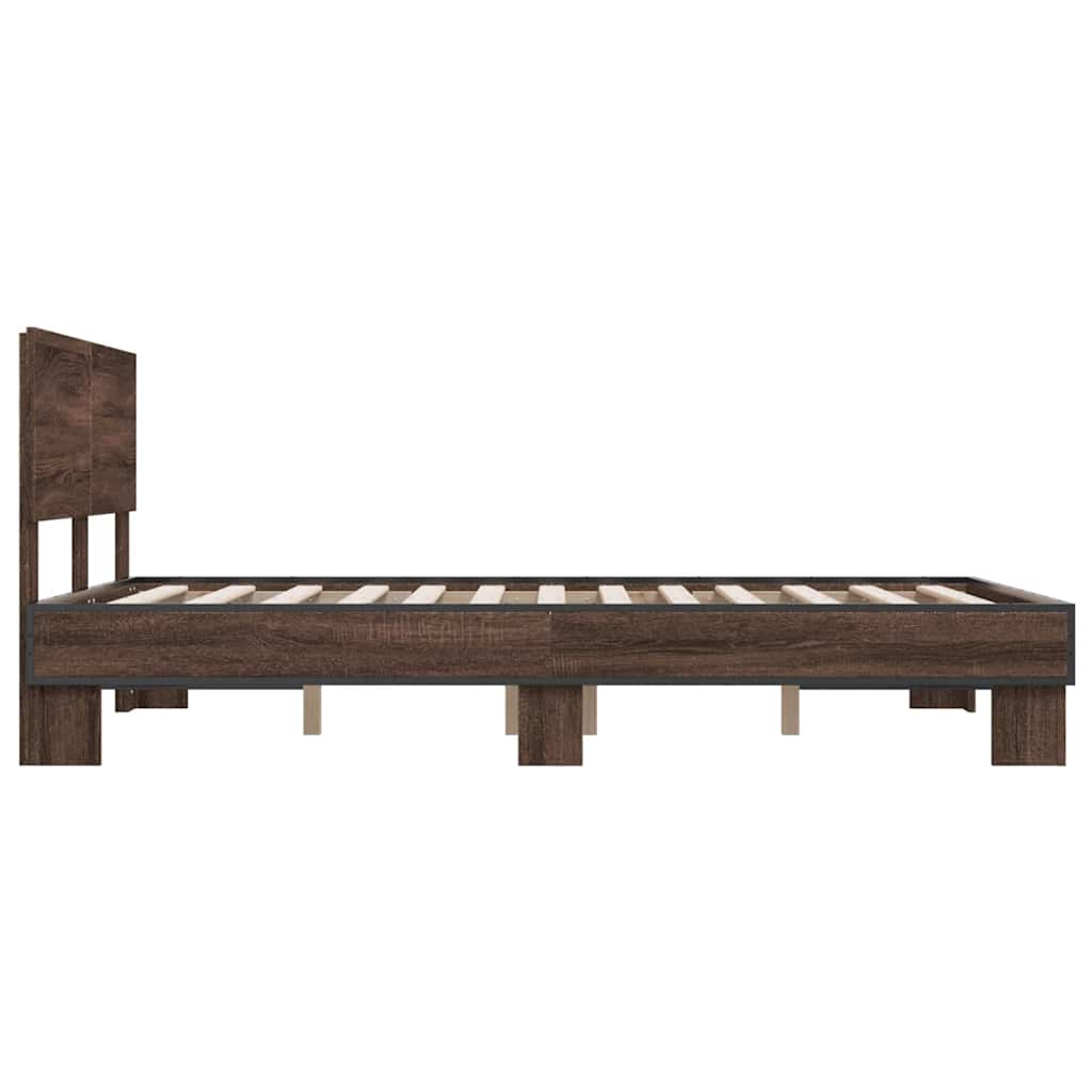 Bed Frame | Brown Oak | Engineered wood, metal, plywood | Double