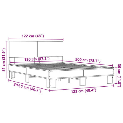 Bed Frame | Brown Oak | Engineered wood, metal, plywood | Double