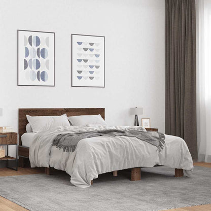 Bed Frame | Brown Oak | Engineered wood, metal, plywood | Double