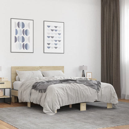 Bed Frame | Sonoma oak | Engineered wood, metal, plywood | Double