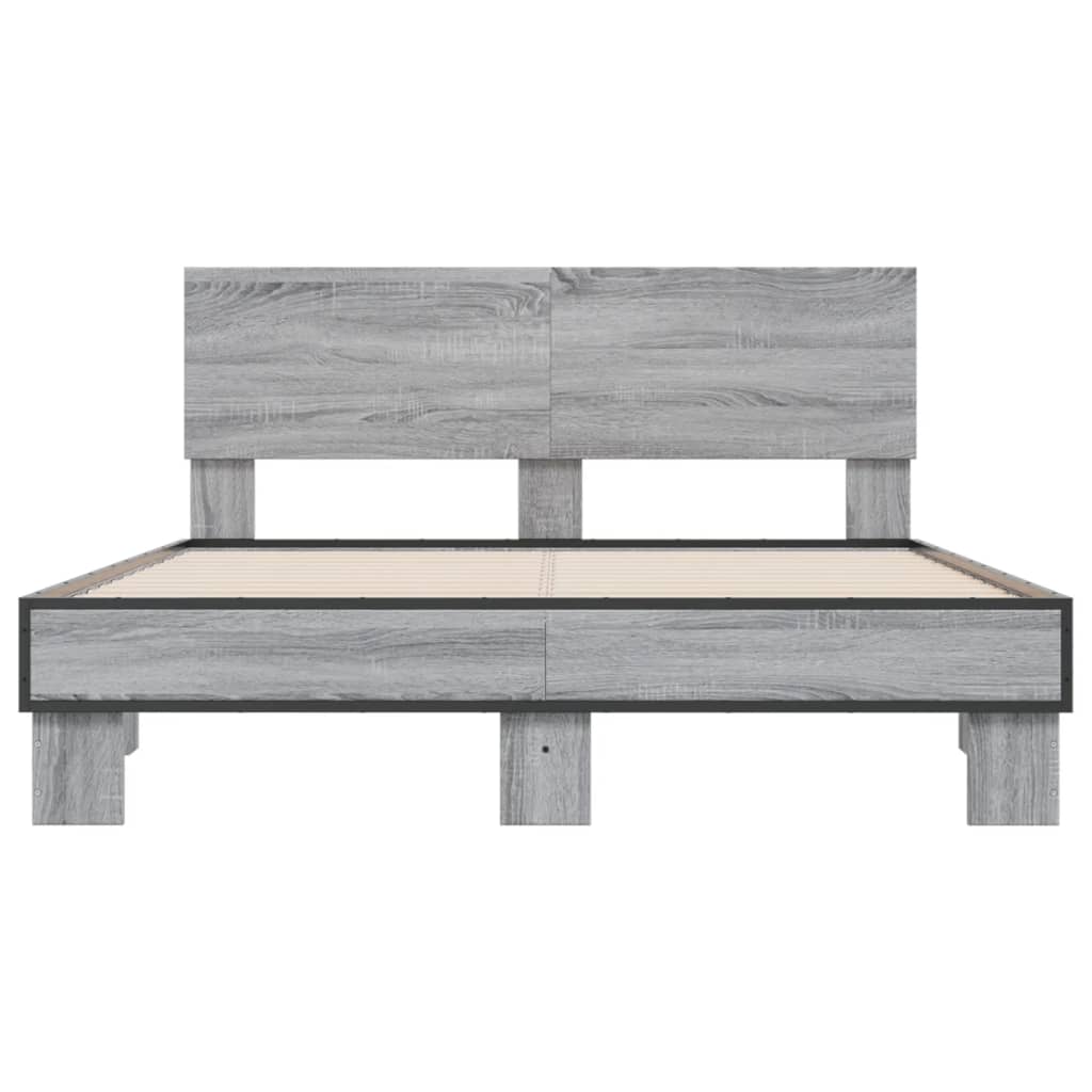 Bed Frame without Mattress Grey Sonoma 135x190 cm Double