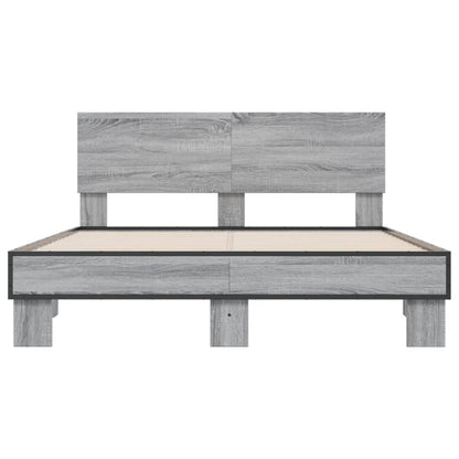 Bed Frame without Mattress Grey Sonoma 135x190 cm Double