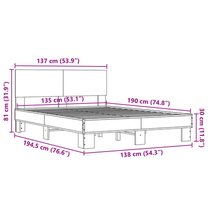 Bed Frame without Mattress Grey Sonoma 135x190 cm Double