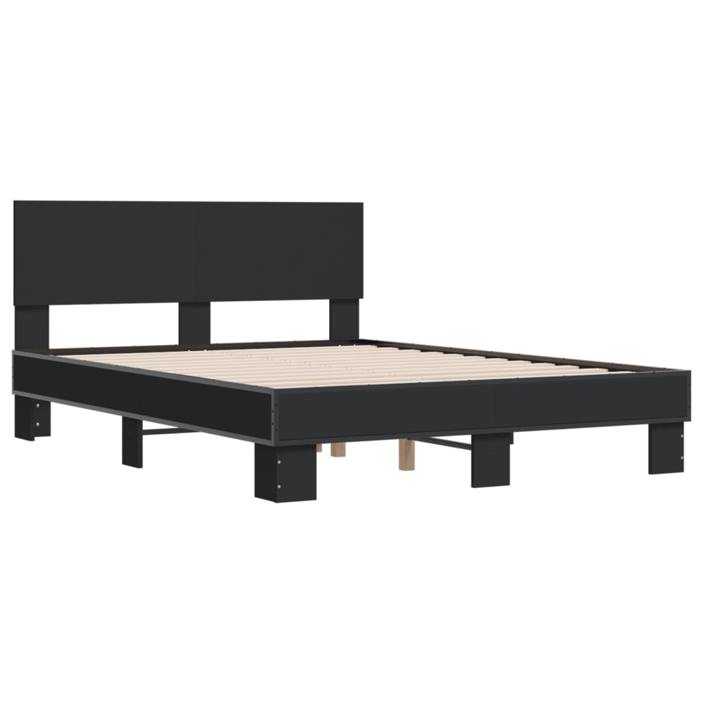 Bed Frame | Black | Engineered wood and metal | Double |  Durable