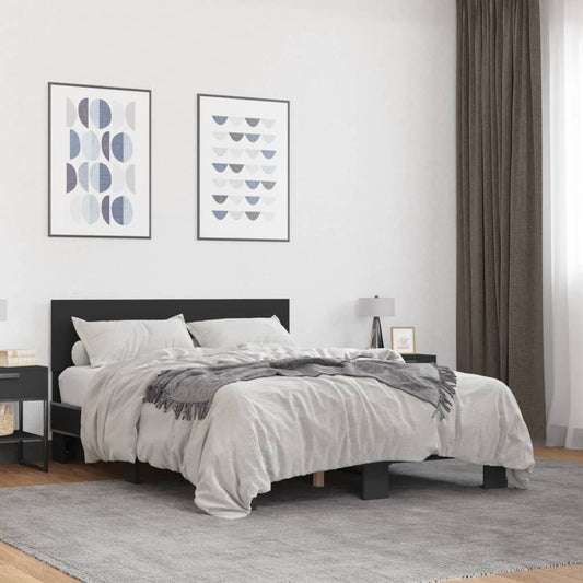 Bed Frame | Black | Engineered wood and metal | Double |  Durable