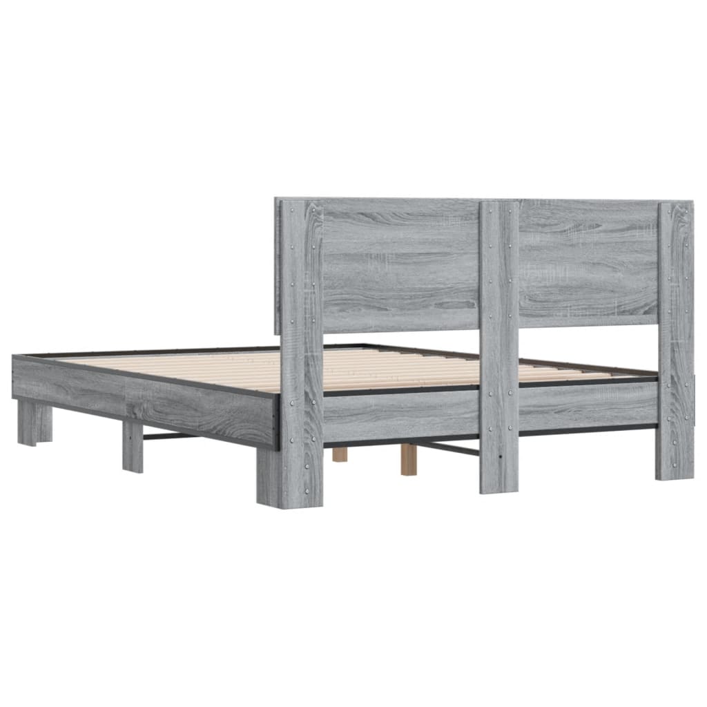 Bed Frame | Grey Sonoma | Engineered wood, metal | Double | Bed Frame