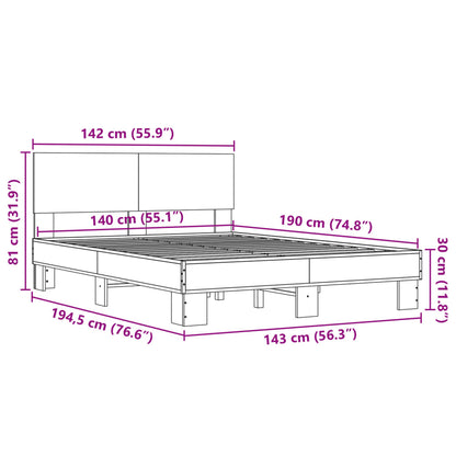 Bed Frame | Grey Sonoma | Engineered wood, metal | Double | Bed Frame