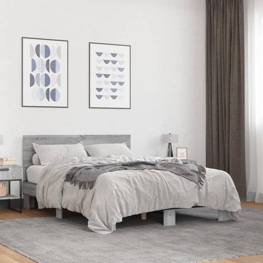 Bed Frame | Grey Sonoma | Engineered wood, metal | Double | Bed Frame