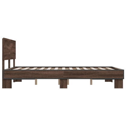 Bed Frame without Mattress Brown Oak 140x190 cm