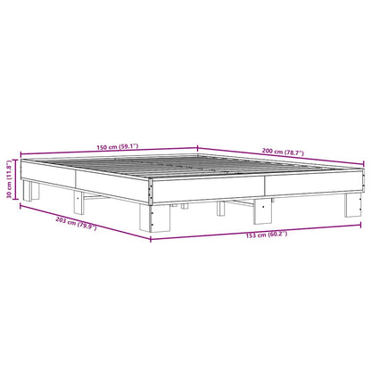 Bed Frame without Mattress Smoked Oak 150x200 cm King Size