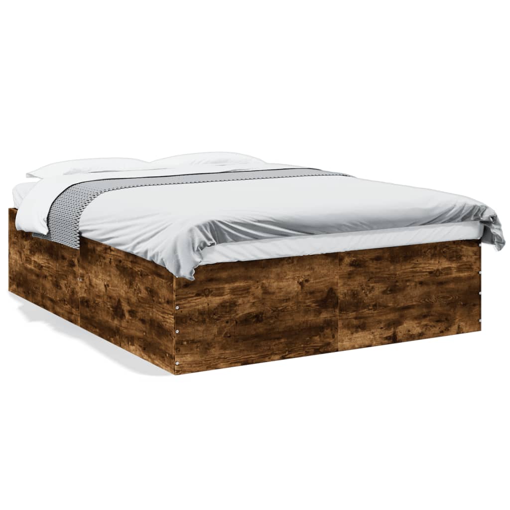 Bed Frame without Mattress Smoked Oak 150x200 cm