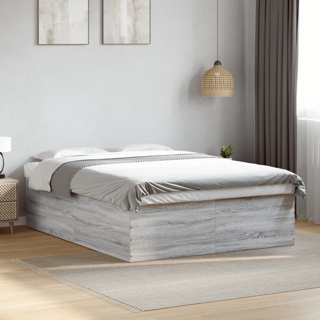 Bed Frame without Mattress Grey Sonoma 150x200 cm
