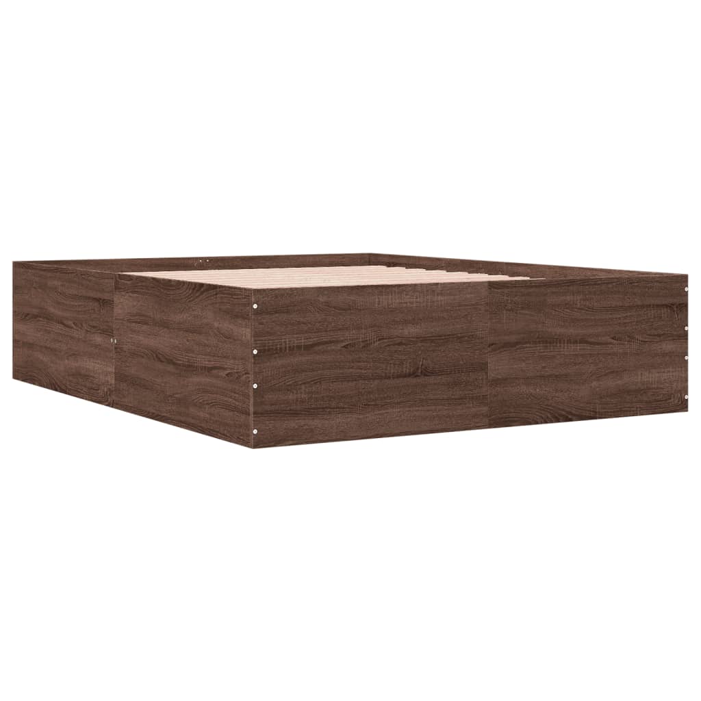 Bed Frame without Mattress Brown Oak 150x200 cm