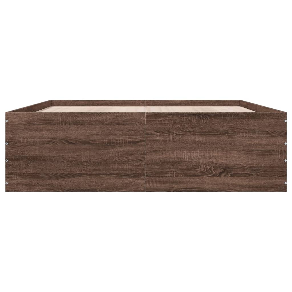 Bed Frame without Mattress Brown Oak 150x200 cm