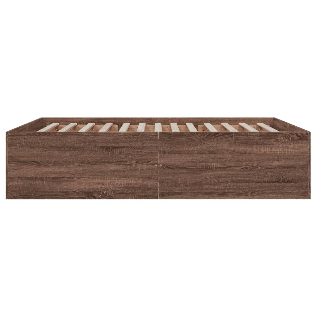 Bed Frame without Mattress Brown Oak 150x200 cm