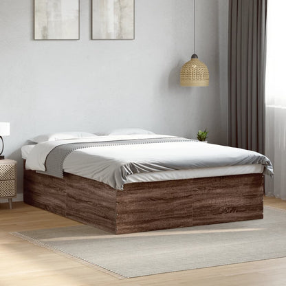 Bed Frame without Mattress Brown Oak 150x200 cm