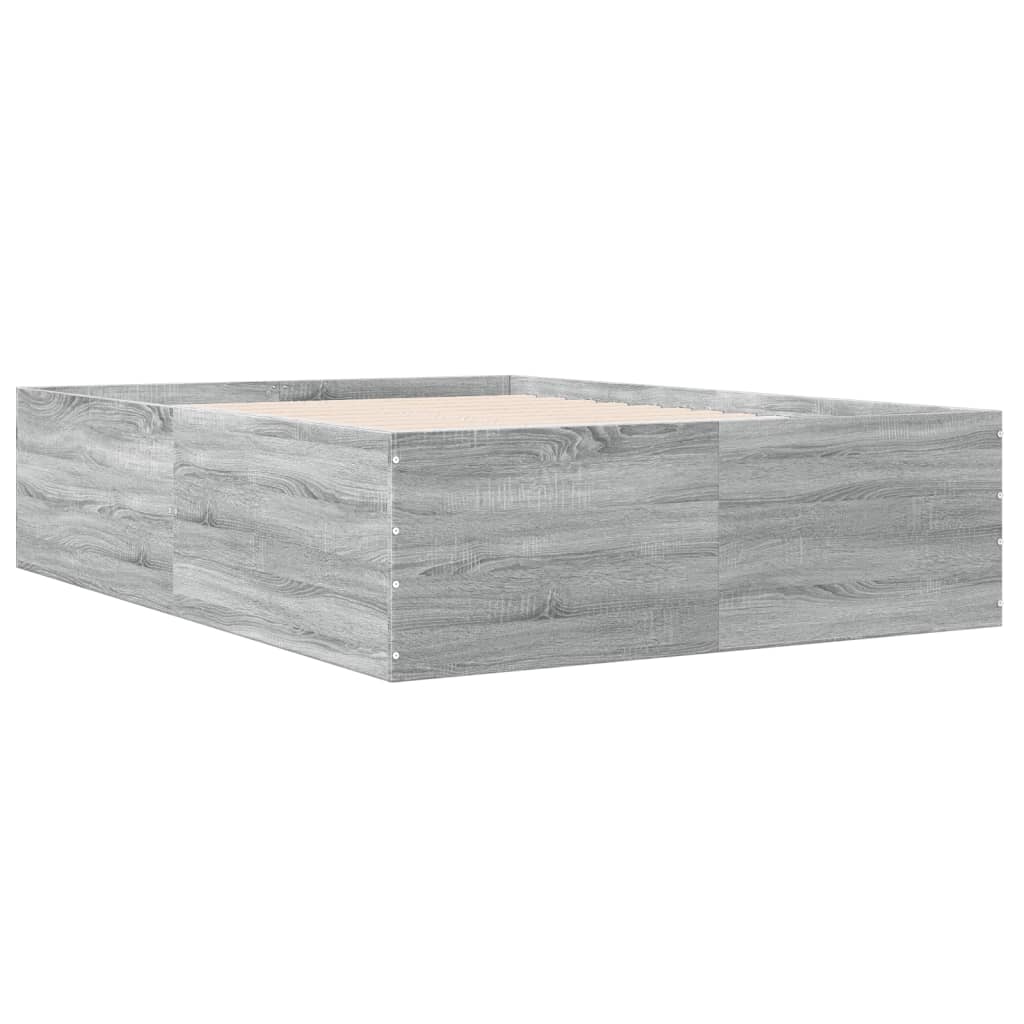 Bed Frame without Mattress Grey Sonoma 140x200 cm