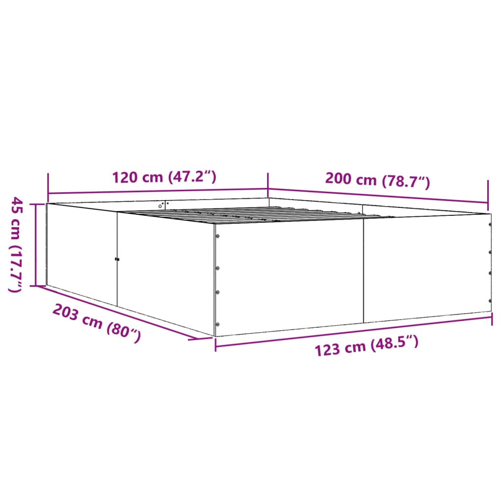 Bed Frame without Mattress White 120x200 cm