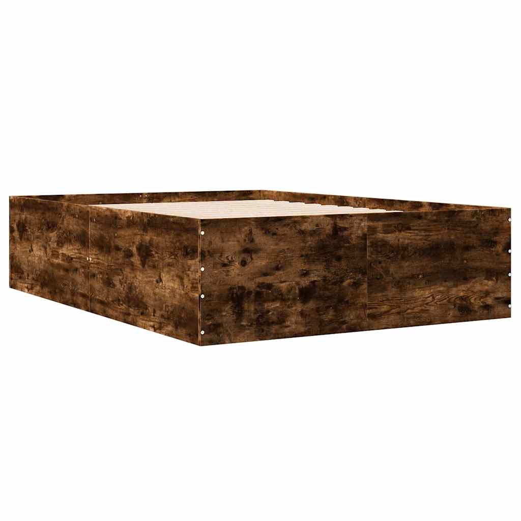 Bed Frame without Mattress Smoked Oak 120x200 cm