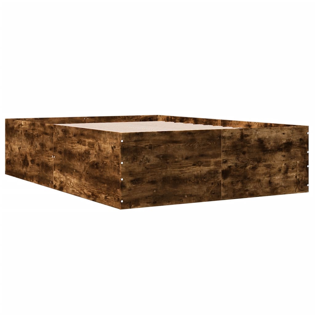 Bed Frame without Mattress Smoked Oak 135x190 cm Double