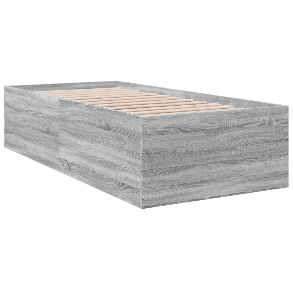 Bed Frame without Mattress Grey Sonoma 75x190 cm Small Single