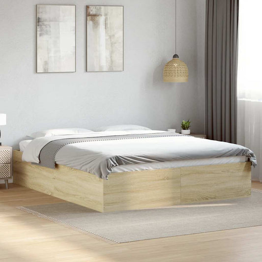 Bed Frame without Mattress Sonoma Oak 150x200 cm