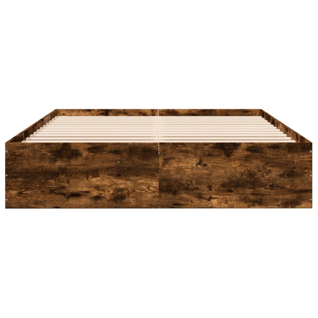 Bed Frame without Mattress Smoked Oak 150x200 cm