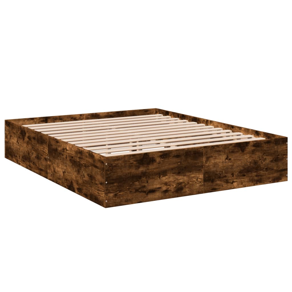 Bed Frame without Mattress Smoked Oak 150x200 cm