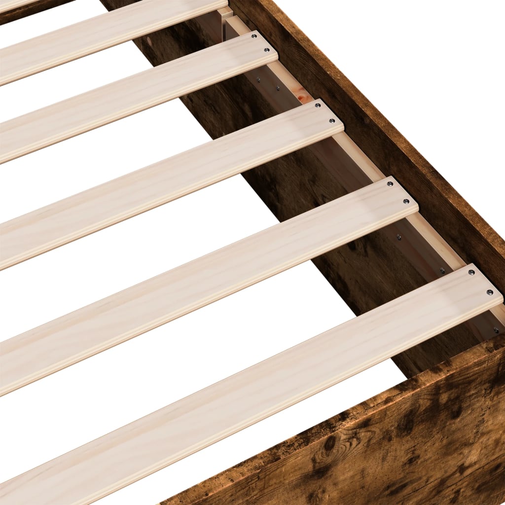 Bed Frame without Mattress Smoked Oak 150x200 cm