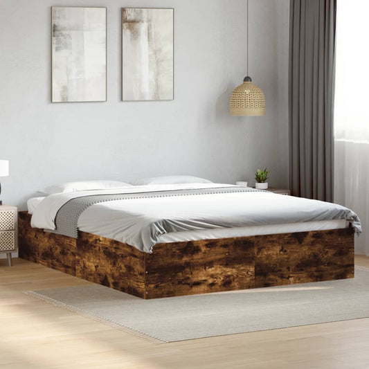Bed Frame without Mattress Smoked Oak 150x200 cm