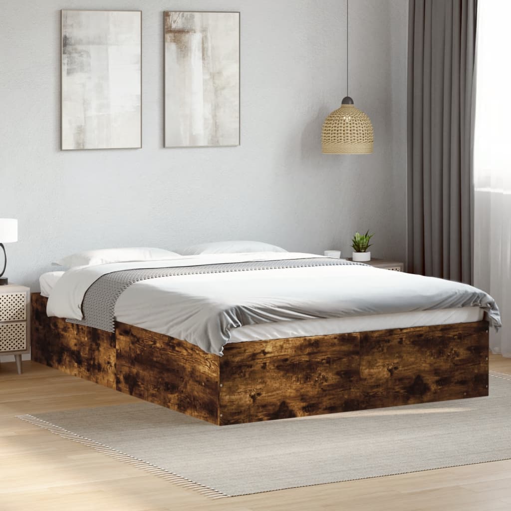 Bed Frame without Mattress Smoked Oak 120x200 cm