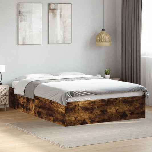 Bed Frame without Mattress Smoked Oak 120x200 cm