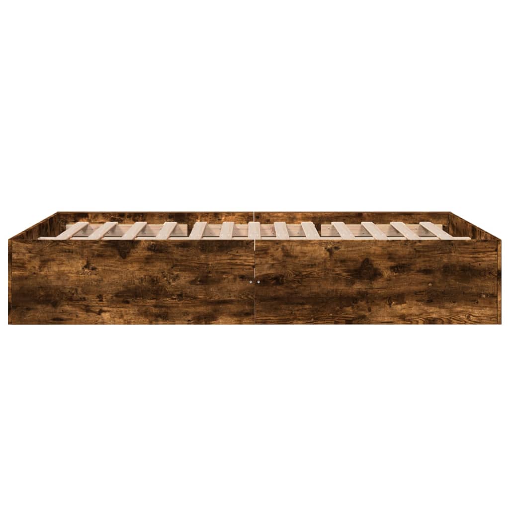 Bed Frame without Mattress Smoked Oak 135x190 cm Double