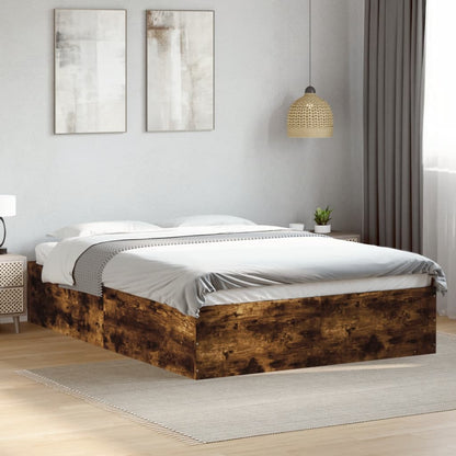 Bed Frame without Mattress Smoked Oak 135x190 cm Double