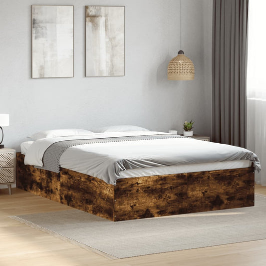 Bed Frame without Mattress Smoked Oak 120x190 cm Small Double