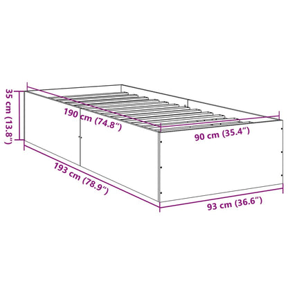 Bed Frame without Mattress Brown Oak 90x190 cm Single