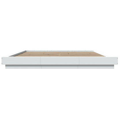 Bed Frame with LED Lights without Mattress White 200x200cm